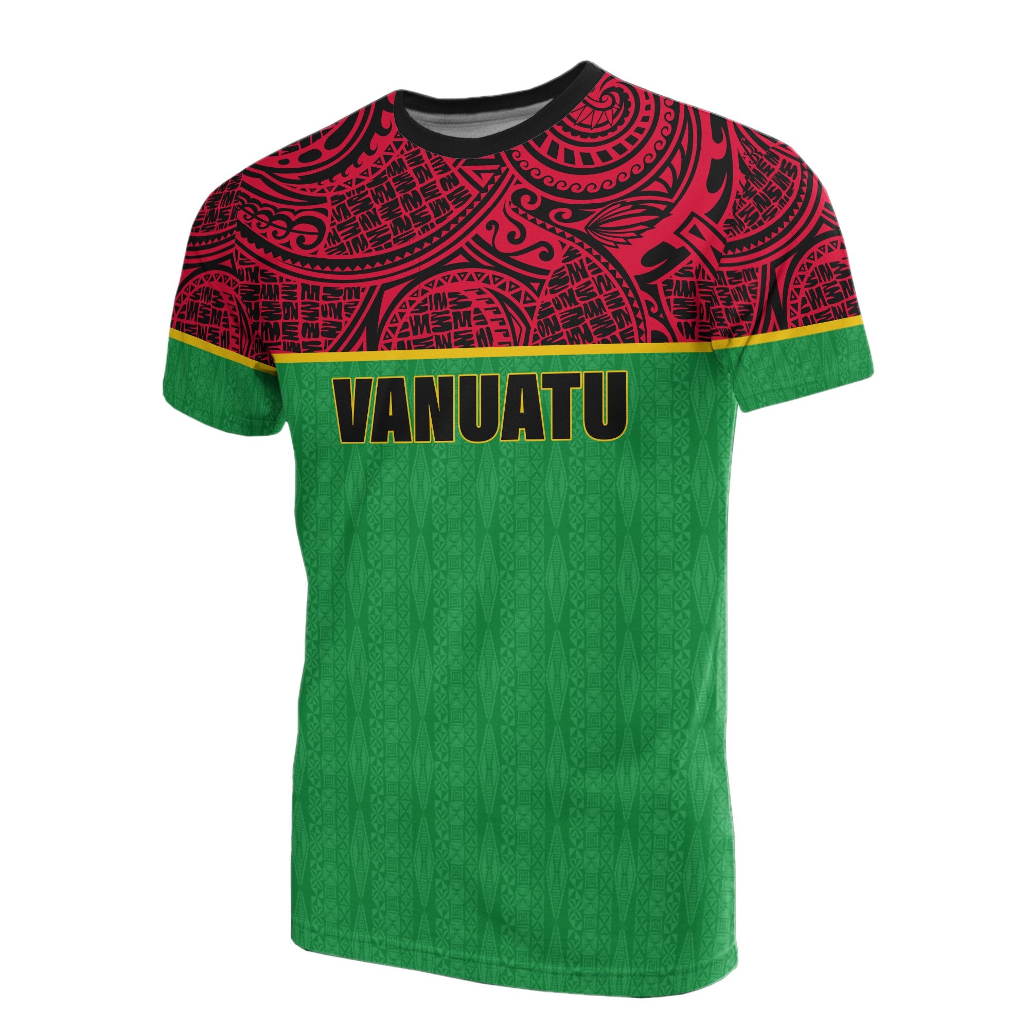 Vanuatu All Over T Shirt Vanuatuan Coat of Arms Melanesian Style Unisex Green - Polynesian Pride