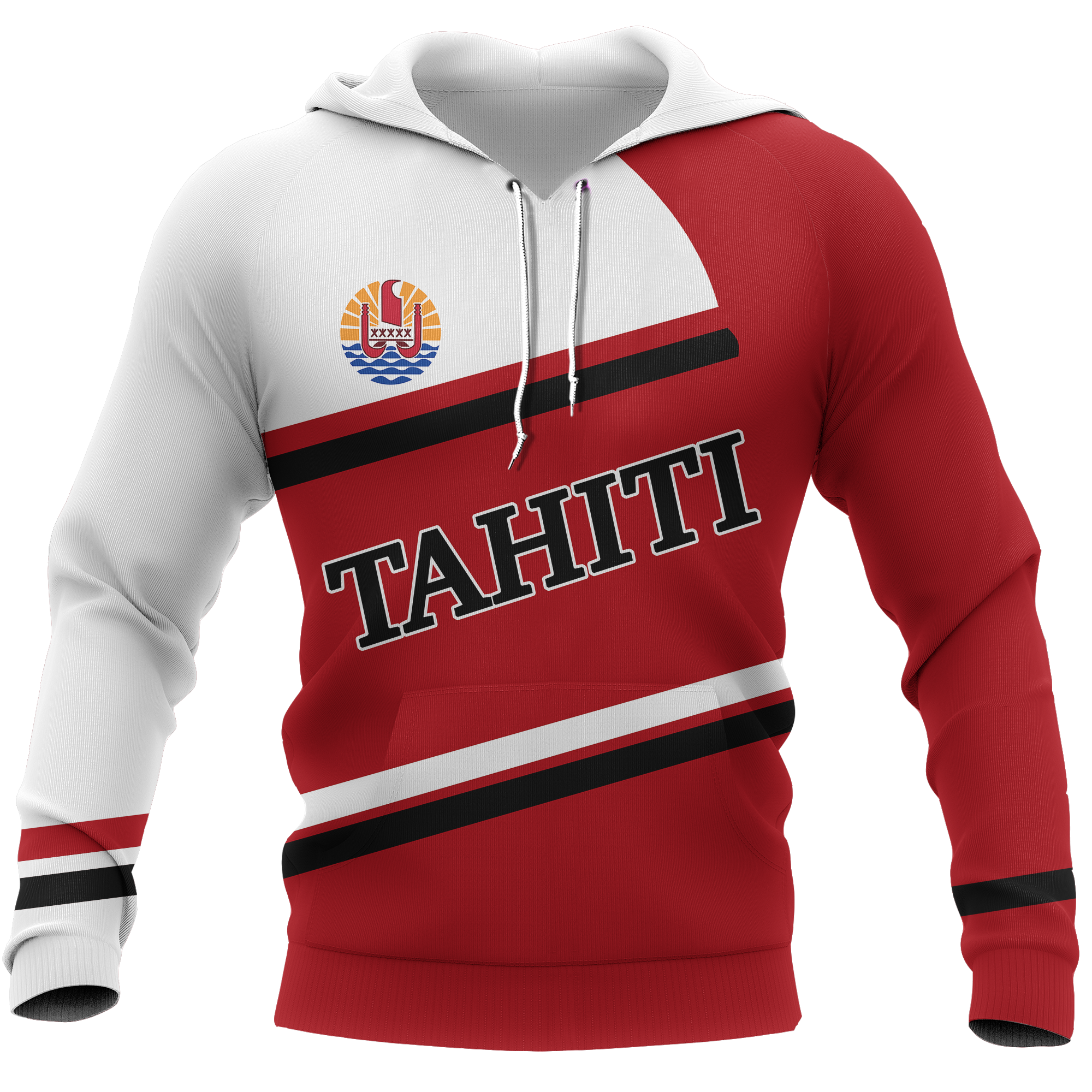 Tahiti All Over Hoodie Develop Style Unisex Red - Polynesian Pride