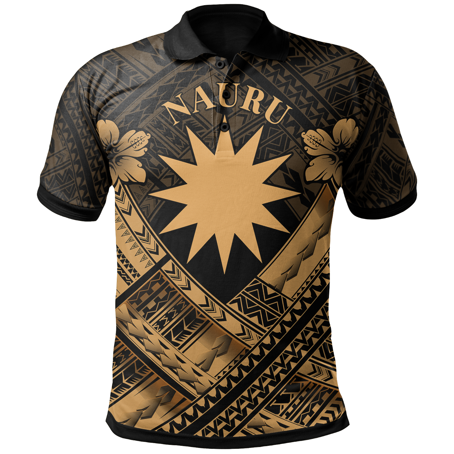 Nauru Polynesian Polo Shirt Nauru Gold Seal Camisole Hibiscus Style Unisex Gold - Polynesian Pride