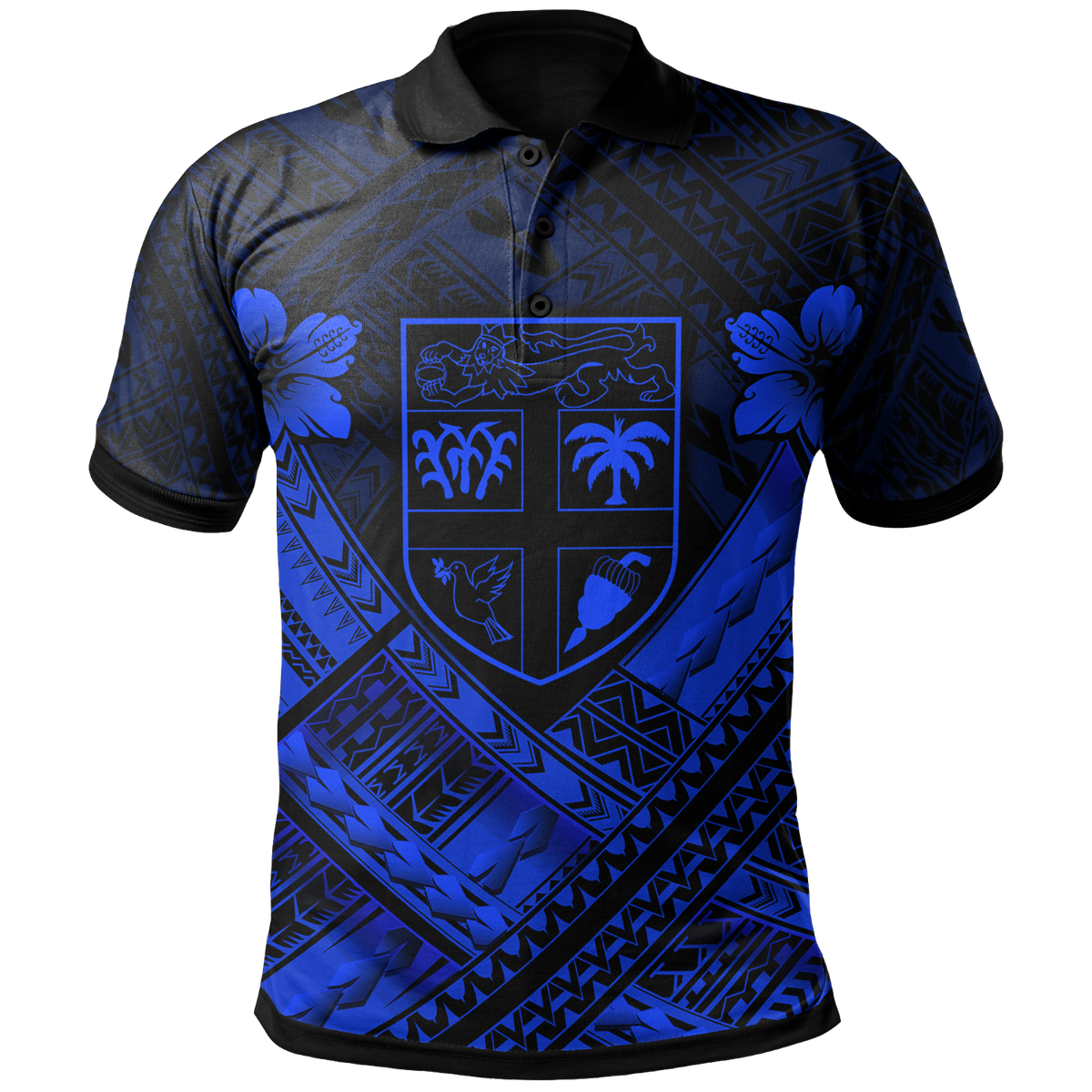 Fiji Polynesian Custom Polo Shirt Fiji Blue Seal Camisole Hibiscus Style Unisex Blue - Polynesian Pride