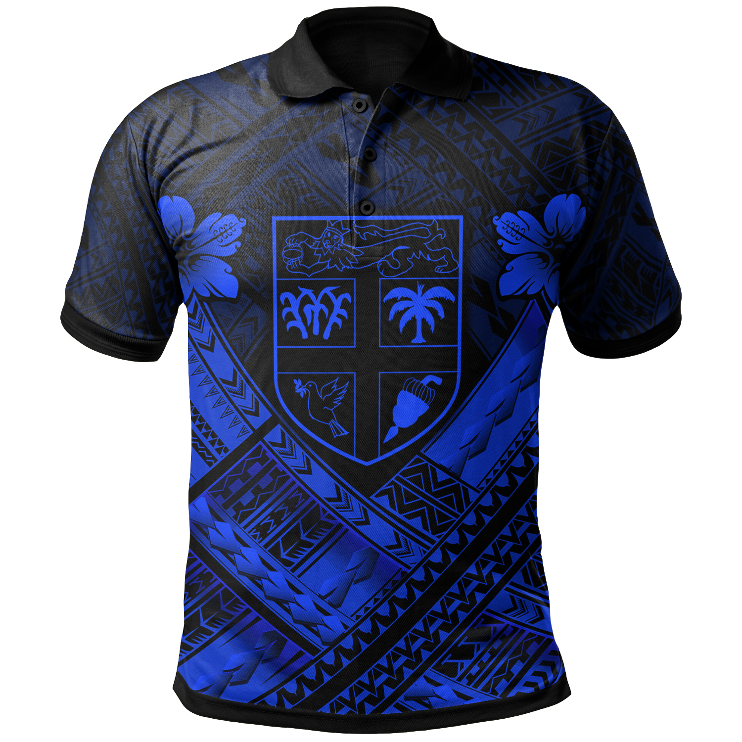 Fiji Polynesian Custom Polo Shirt Fiji Blue Seal Camisole Hibiscus Style Unisex Blue - Polynesian Pride