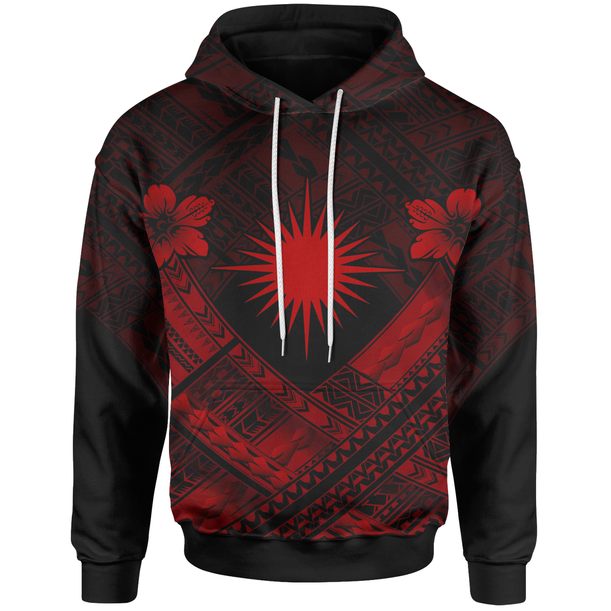 Marshall Islands Polynesian Hoodie Marshall Islands Red Flag Camisole Hibiscus Style Unisex Red - Polynesian Pride