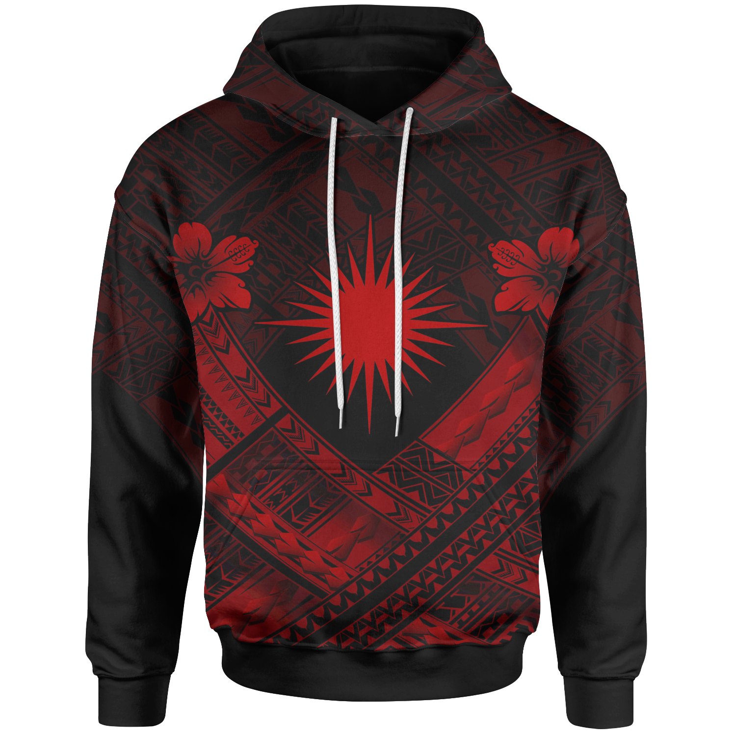 Marshall Islands Polynesian Hoodie Marshall Islands Red Flag Camisole Hibiscus Style Unisex Red - Polynesian Pride