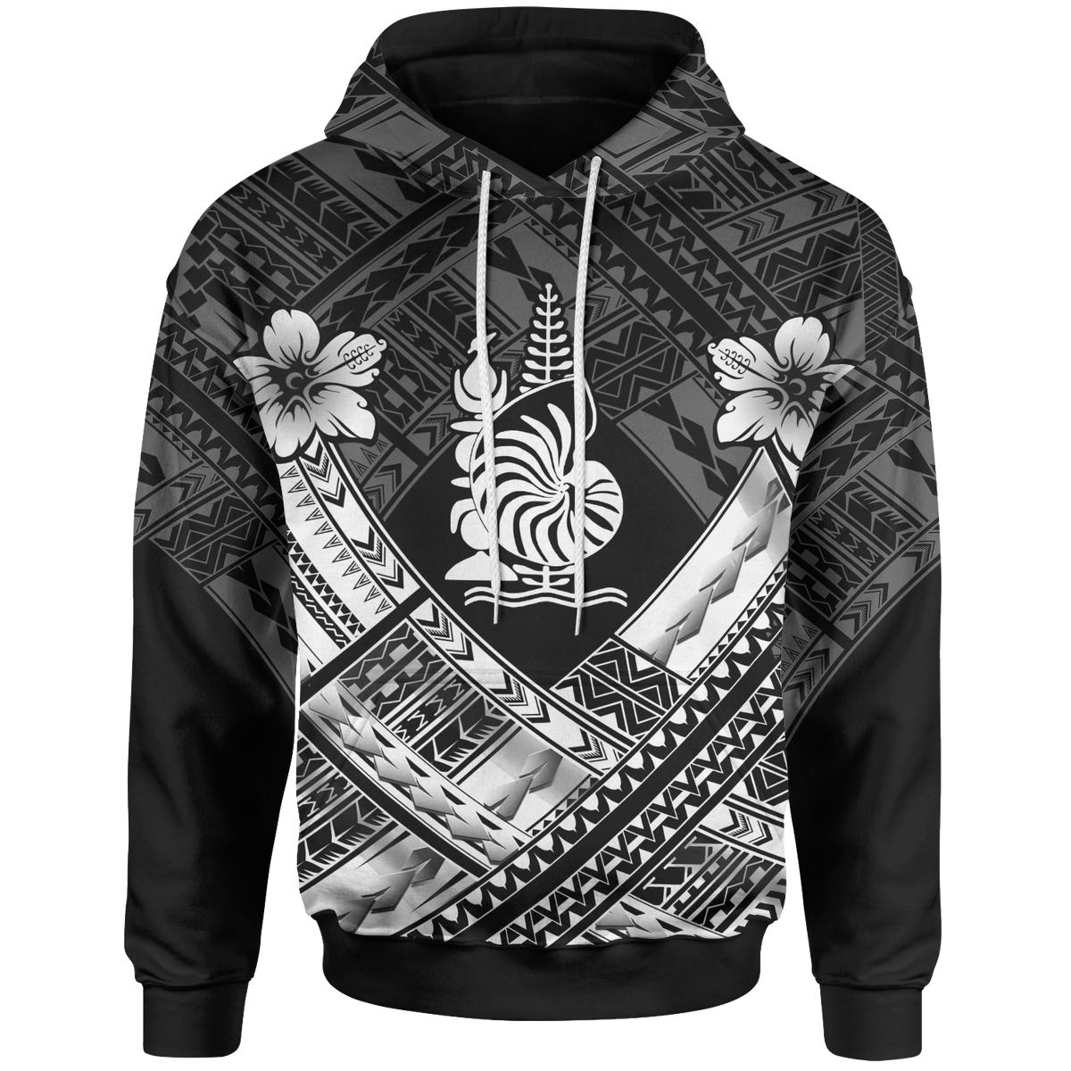 New Caledonia Polynesian Hoodie New Caledonia White Seal Camisole Hibiscus Style Unisex White - Polynesian Pride