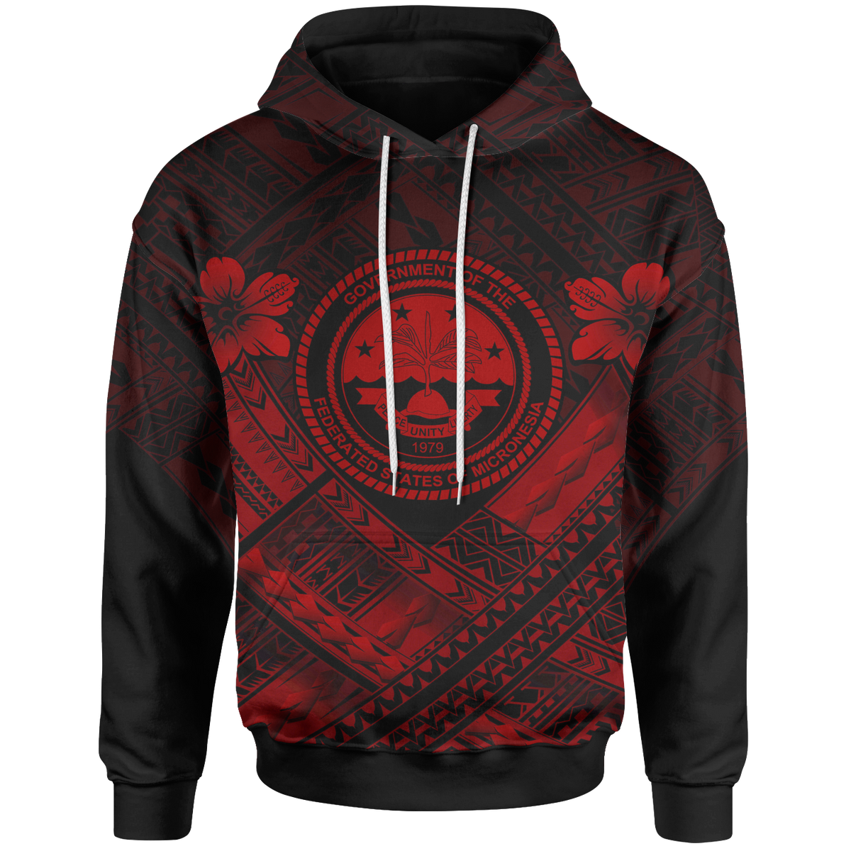 Federated States of Micronesia Polynesian Hoodie Federated States of Micronesia Red Seal Camisole Hibiscus Style Unisex Black - Polynesian Pride