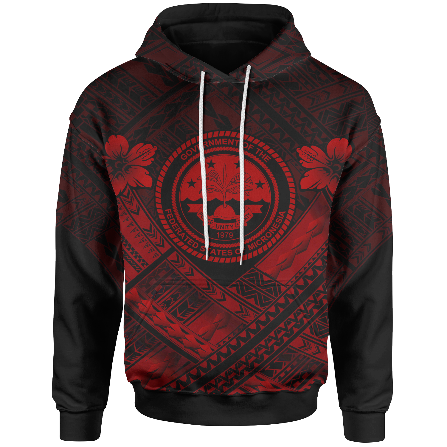 Federated States of Micronesia Polynesian Hoodie Federated States of Micronesia Red Seal Camisole Hibiscus Style Unisex Black - Polynesian Pride