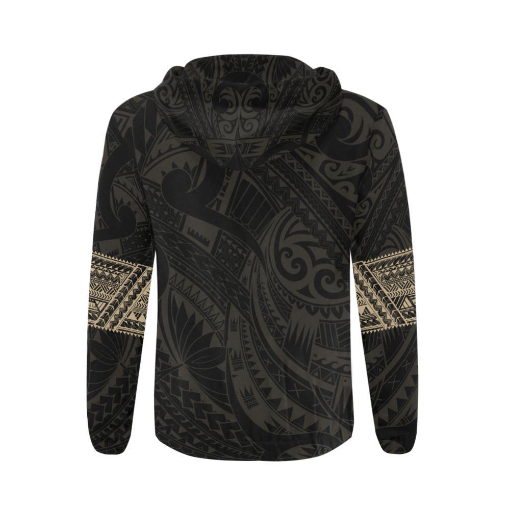 Aotearoa Maori Tattoo All Over Zip Hoodie Golden - Polynesian Pride