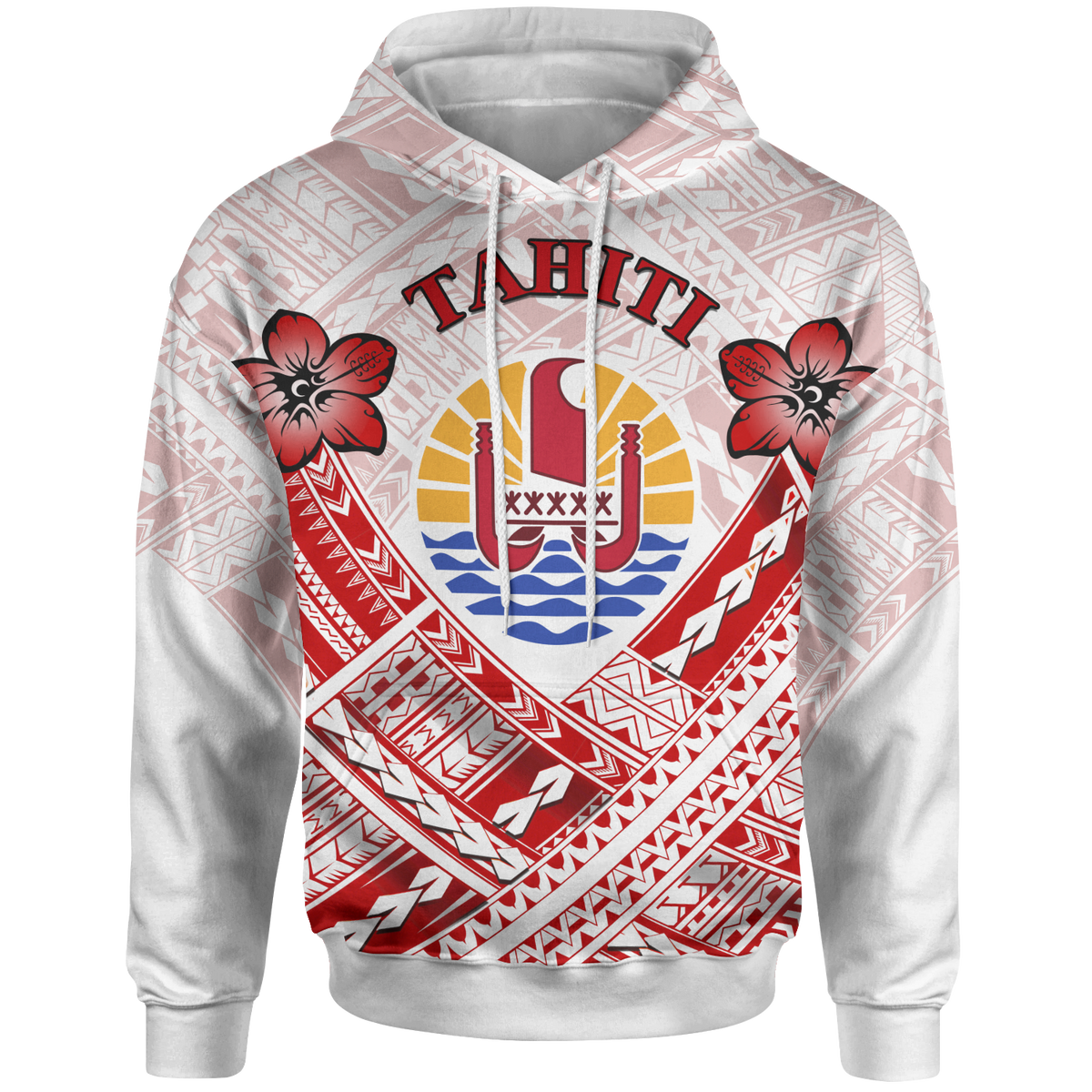Tahiti Polynesian Hoodie Tahiti Flag Camisole Hibiscus Style Unisex Reggae - Polynesian Pride