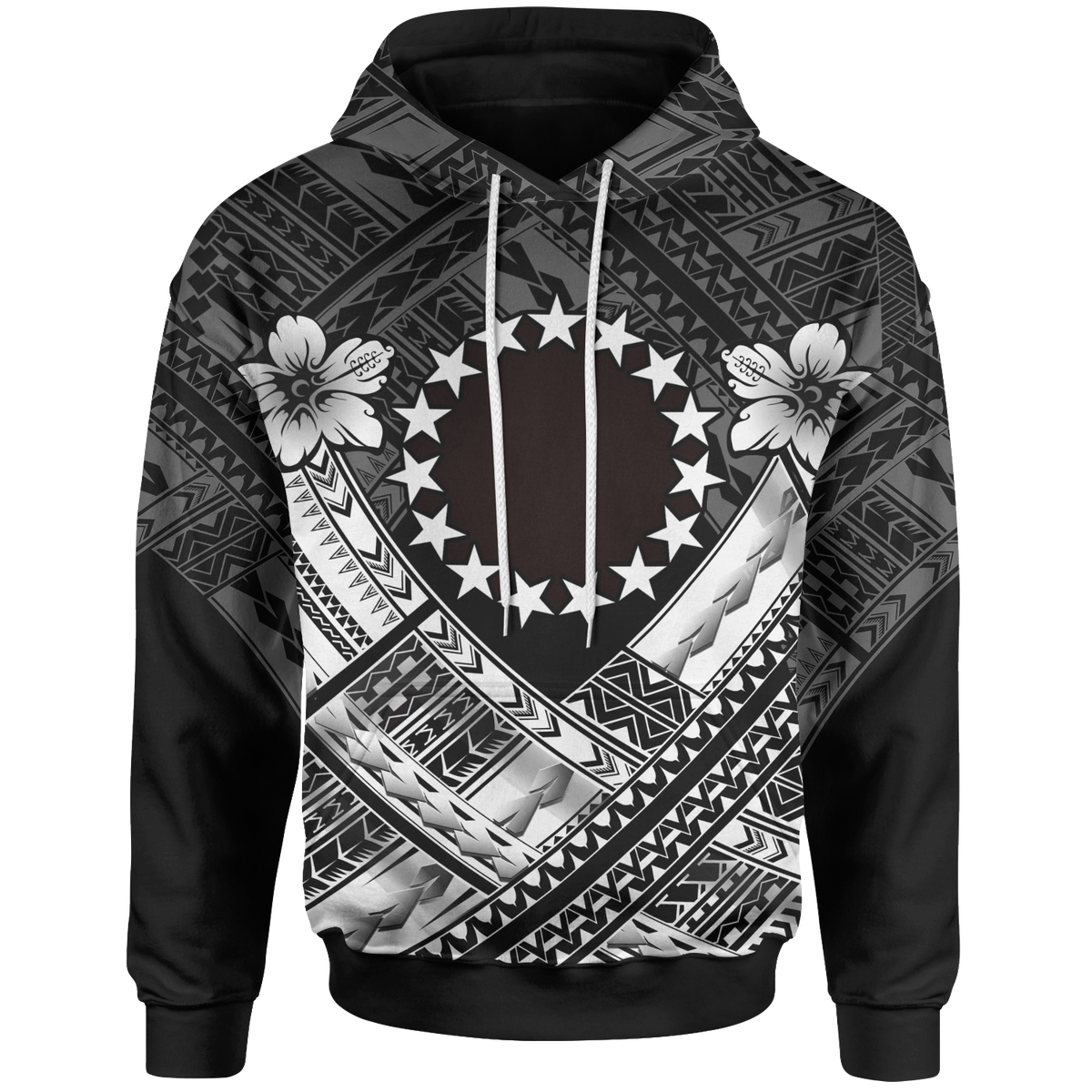 Cook Islands Polynesian Hoodie White Seal Camisole Hibiscus Style Unisex White - Polynesian Pride