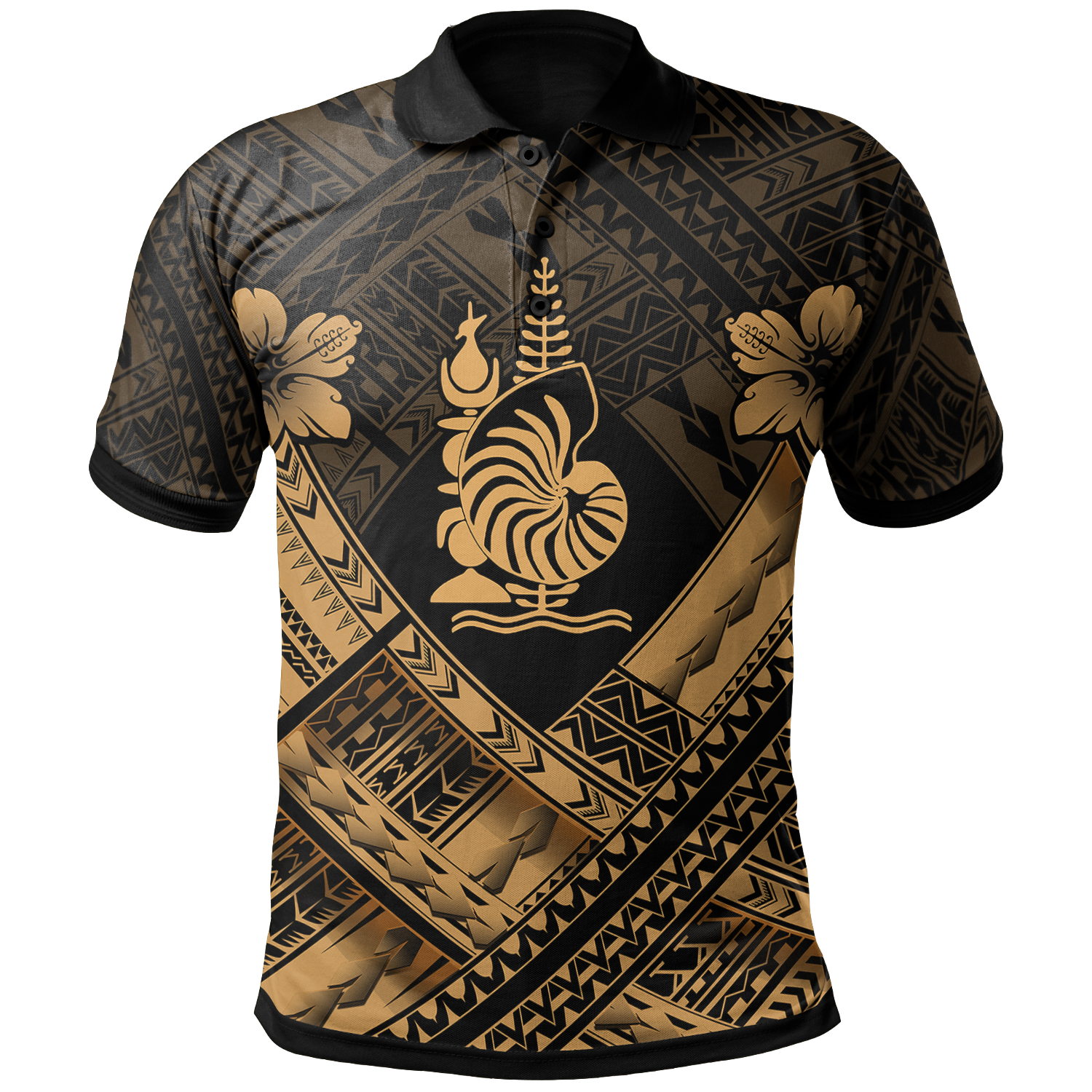 New Caledonia Polynesian Polo Shirt Polynesian Gold Seal Camisole Hibiscus Style Unisex Gold - Polynesian Pride