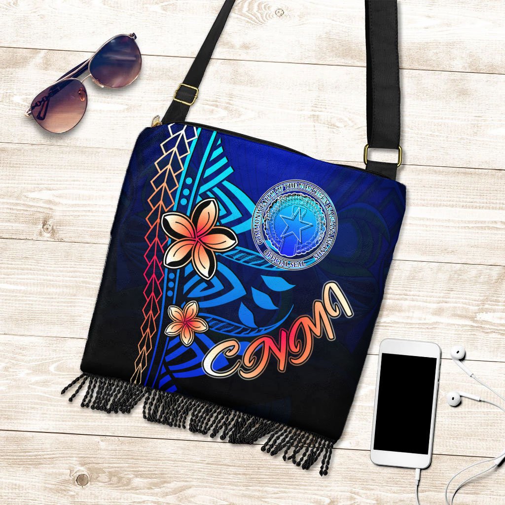 Northern Mariana Islands Boho Bag - Vintage Tribal Mountain One Style One Size Blue - Polynesian Pride