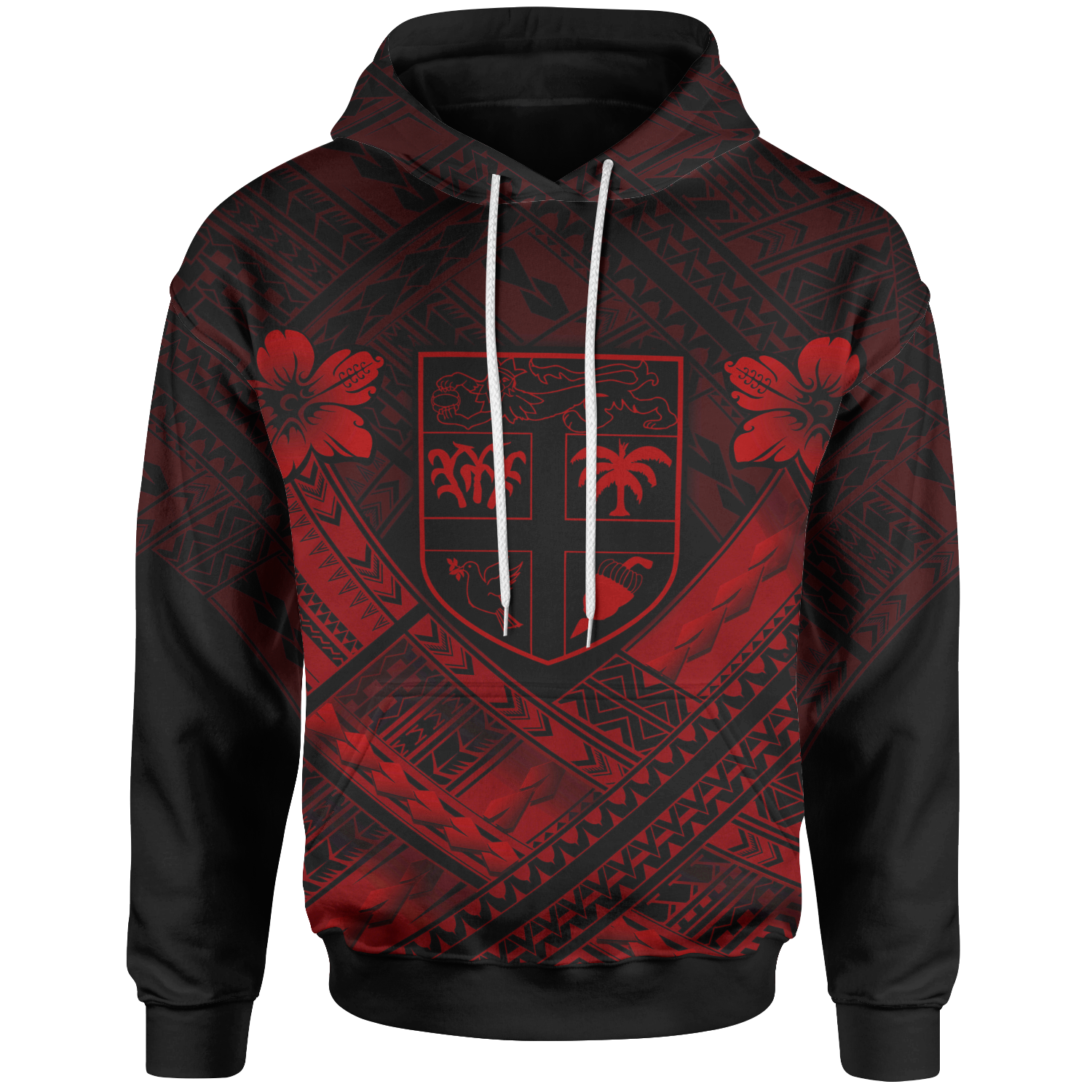 Fiji Polynesian Custom Hoodie Fiji Red Seal Camisole Hibiscus Style Unisex Red - Polynesian Pride