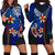 Marshall Islands Hoodie Dress - Vintage Tribal Mountain Crest Blue - Polynesian Pride