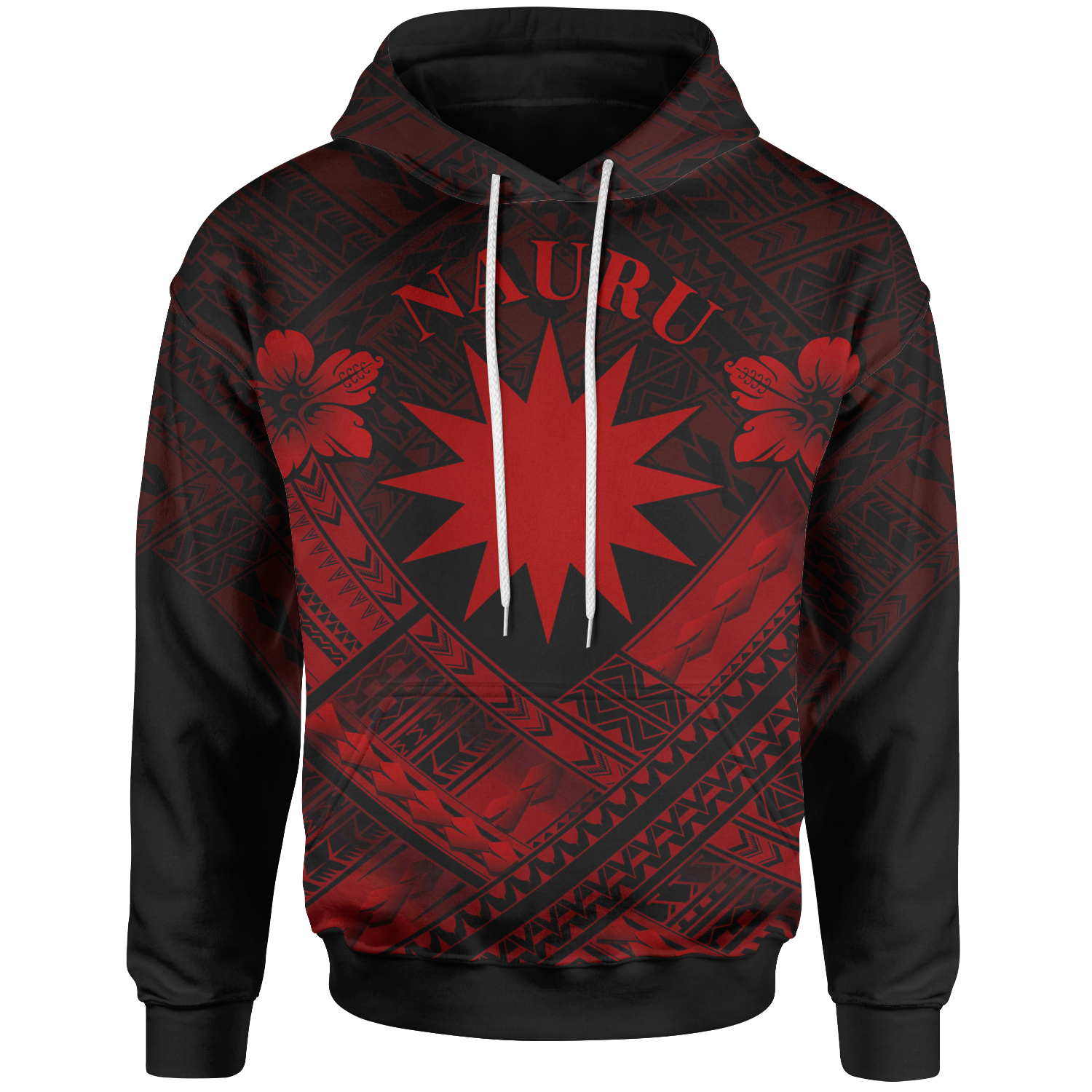 Nauru Polynesian Hoodie Nauru Red Seal Camisole Hibiscus Style Unisex Red - Polynesian Pride