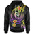 Polynesian Custom Hoodie Plumeria Flowers with Polynesian Patterns Unisex Black - Polynesian Pride