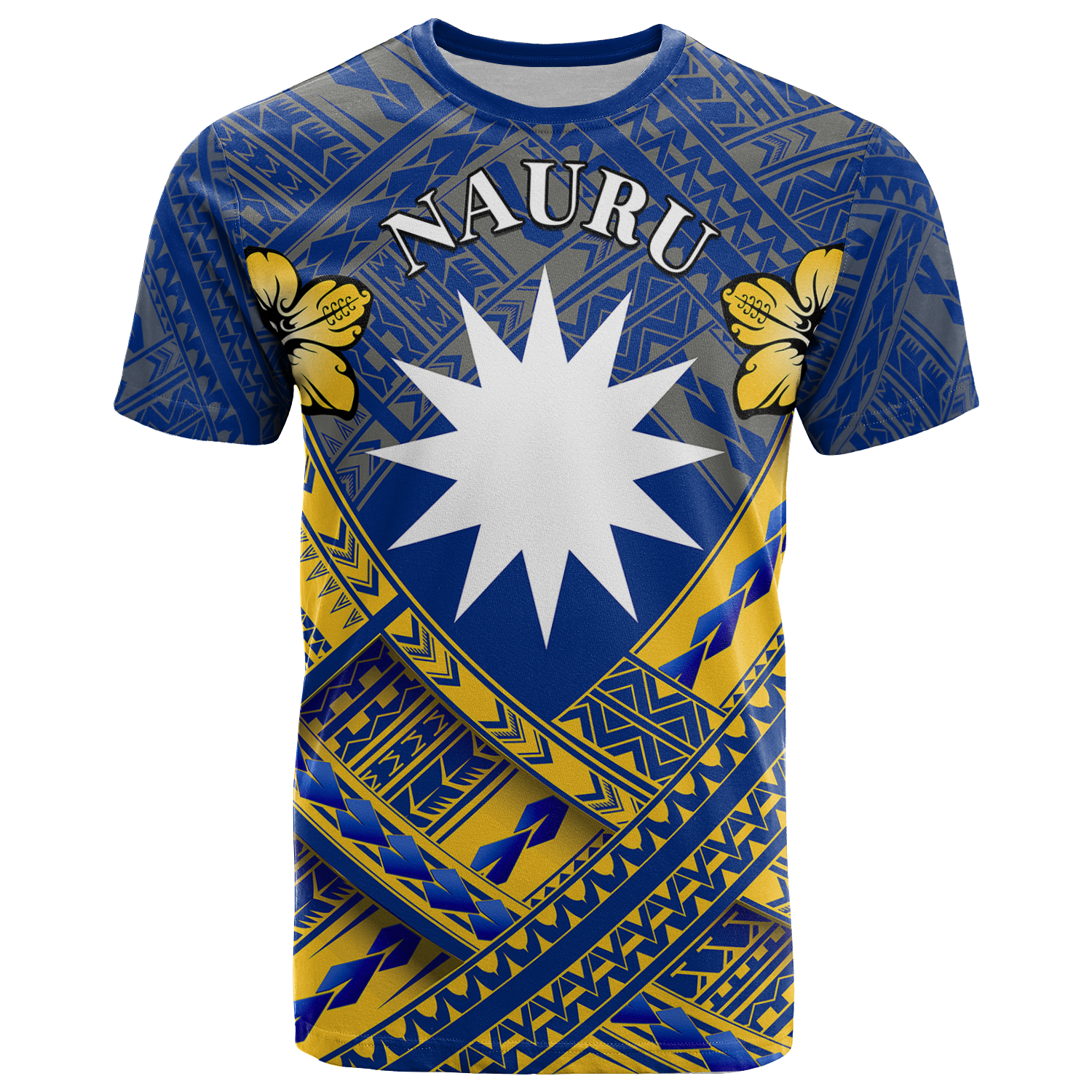 Nauru Polynesian T Shirts Nauru Flag Camisole Hibiscus Style Unisex Art - Polynesian Pride