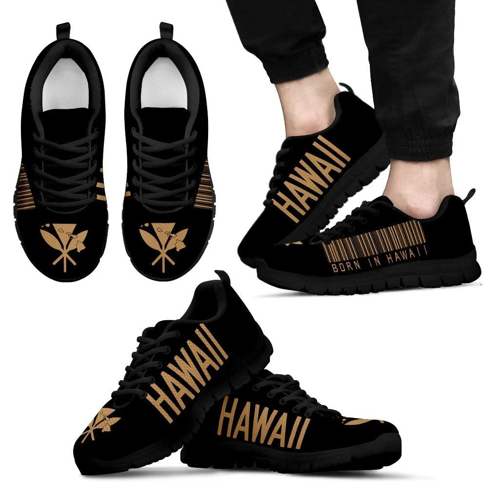 Hawaii Barcode Sneakers Men's Sneakers Black - Polynesian Pride