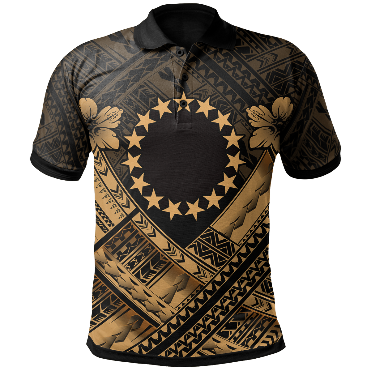 Cook Islands Polynesian Polo Shirt Kuki Airani Gold Seal Camisole Hibiscus Style Unisex Gold - Polynesian Pride