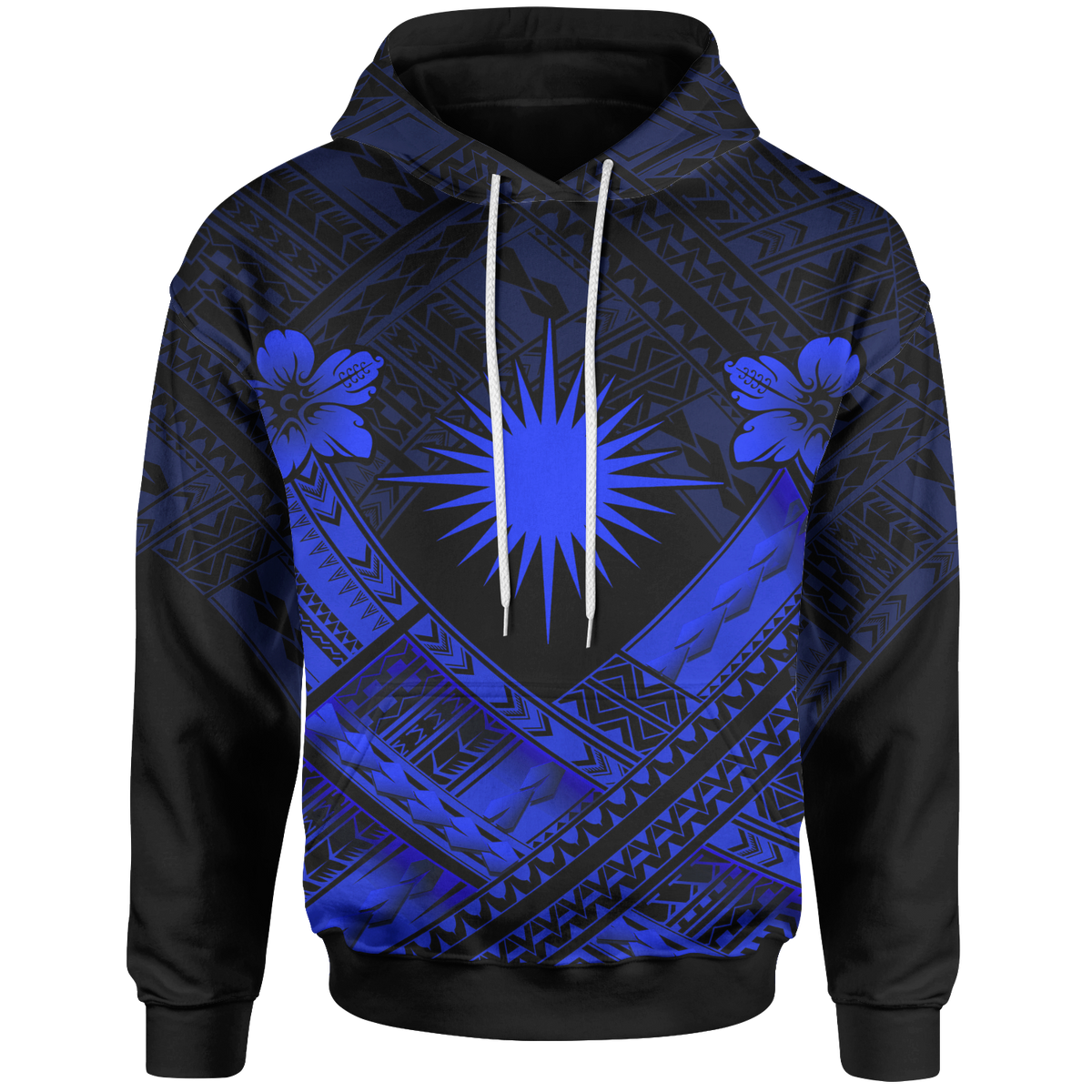 Marshall Islands Polynesian Hoodie Marshall Islands Blue Flag Camisole Hibiscus Style Unisex Blue - Polynesian Pride
