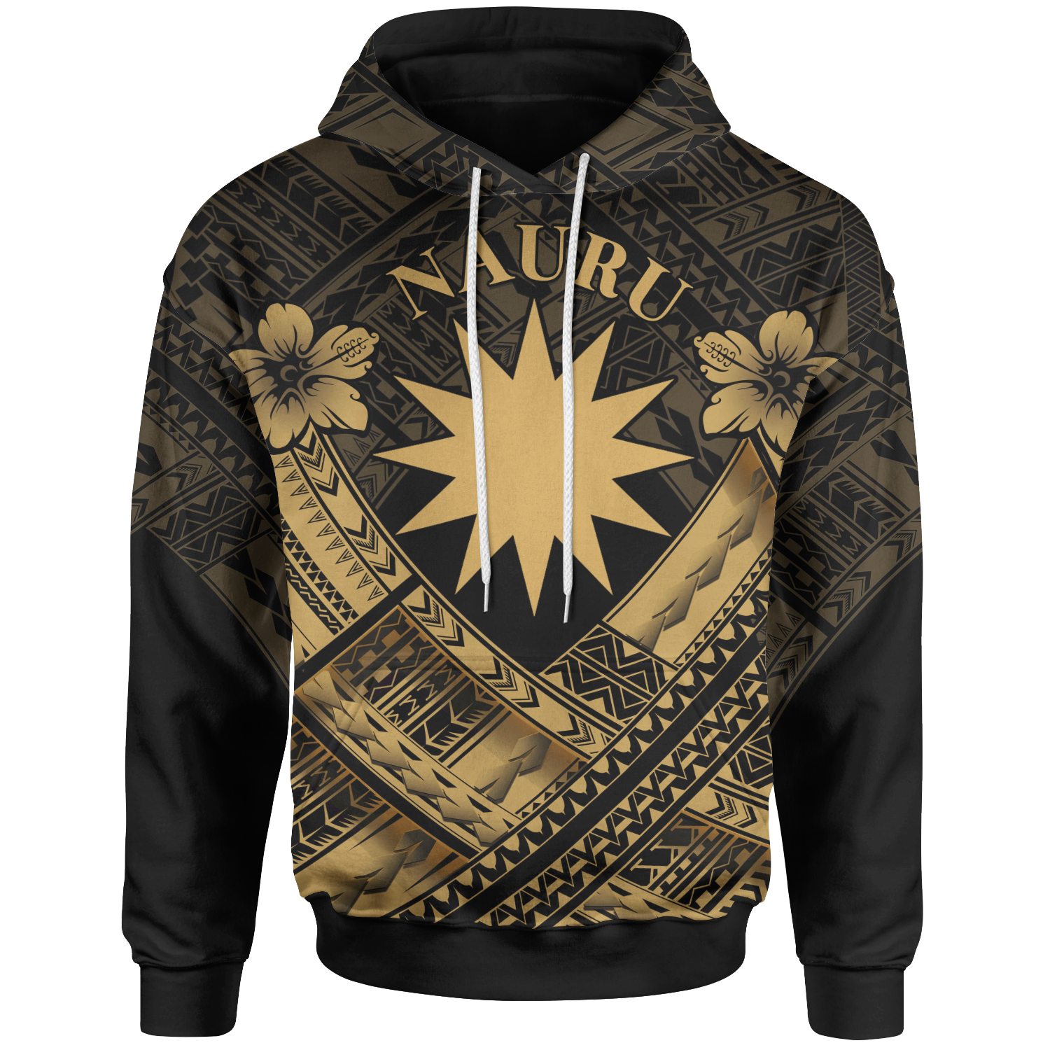 Nauru Polynesian Hoodie Nauru Gold Seal Camisole Hibiscus Style Unisex Gold - Polynesian Pride