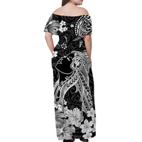 Polynesian Couple Outfits Hawaii Matching Tribal Black Beautiful Hula Girl Dress and Hawaiian Shirt LT13 - Polynesian Pride