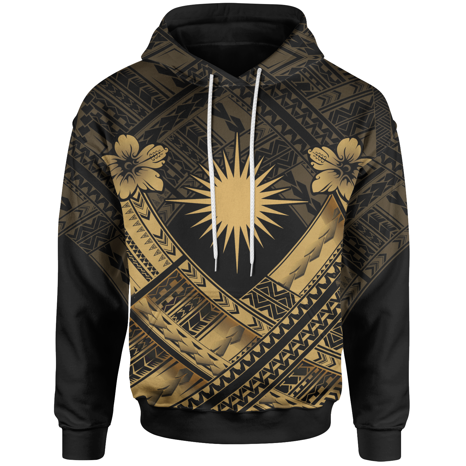 Marshall Islands Polynesian Hoodie Marshall Islands Gold Flag Camisole Hibiscus Style Unisex Gold - Polynesian Pride