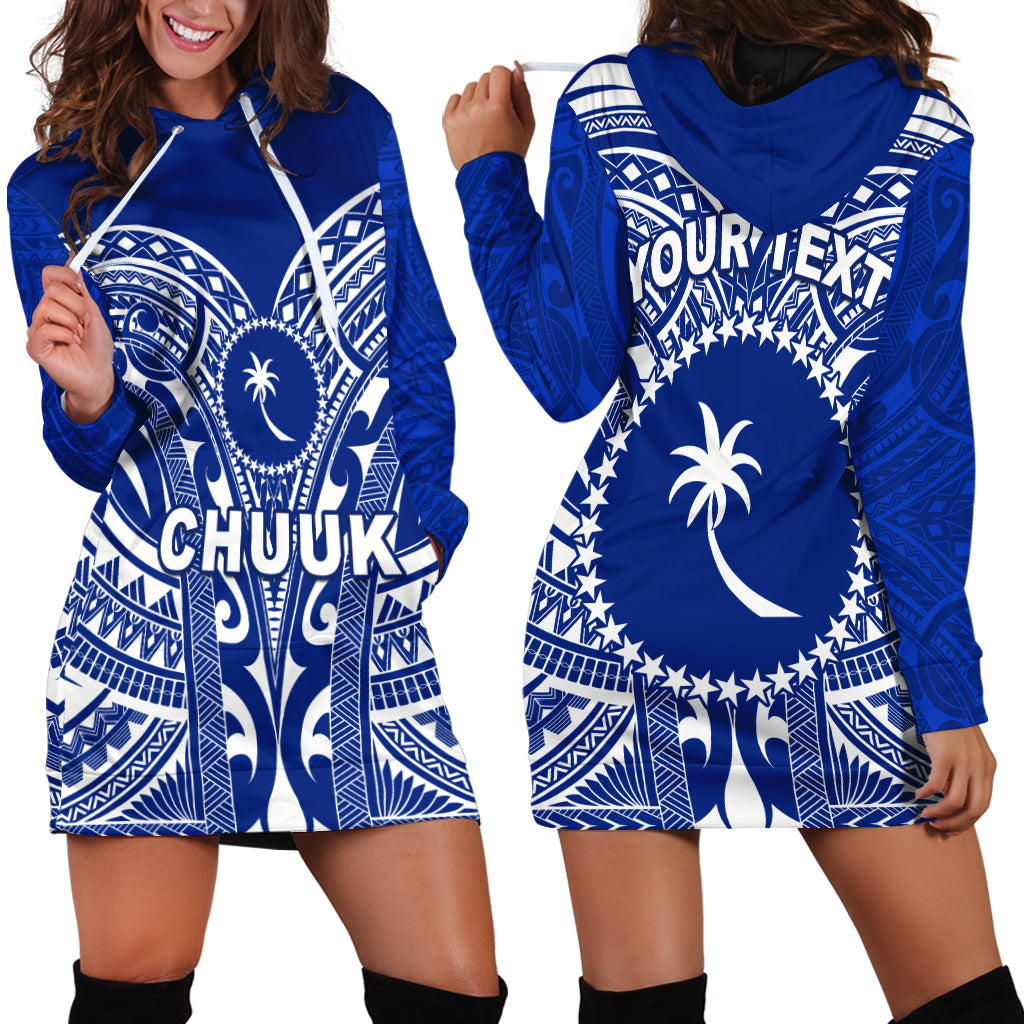 (Custom Personalised) Chuuk Micronesia Hoodie Dress Simple Pattern LT13 Blue - Polynesian Pride