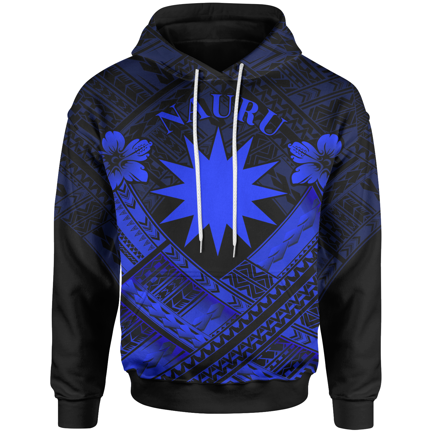 Nauru Polynesian Hoodie Nauru Blue Seal Camisole Hibiscus Style Unisex Blue - Polynesian Pride