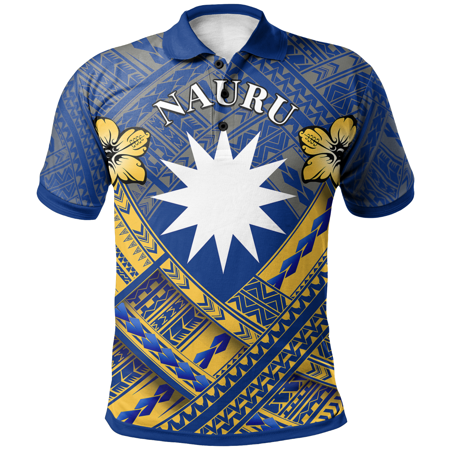 Nauru Polynesian Polo Shirt Nauru Flag Camisole Hibiscus Style Unisex Reggae - Polynesian Pride