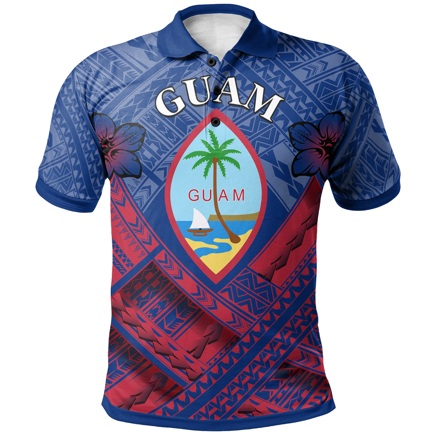 Guam Polynesian Polo Shirt Guam Flag Camisole Hibiscus Style Unisex White - Polynesian Pride