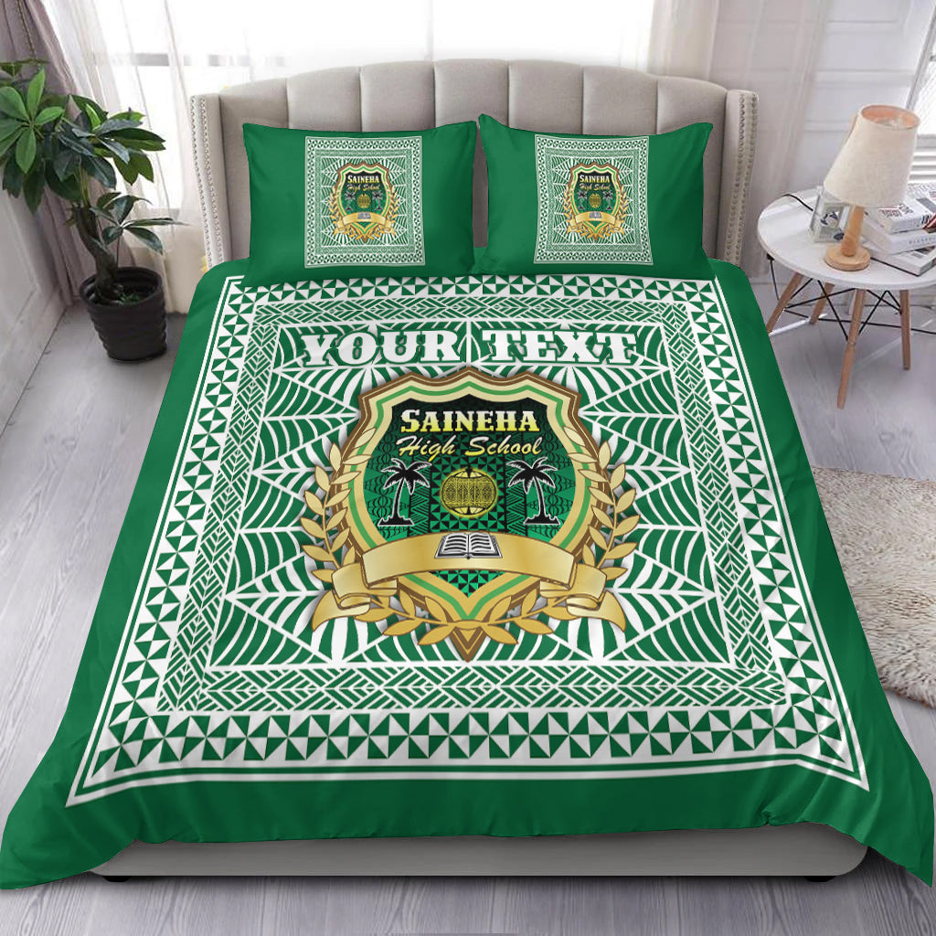 (Custom Personalised) Saineha High School Bedding Set Tonga Pattern LT4 Green - Polynesian Pride