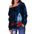 Guam Off Shoulder Sweater Polynesian Flowers LT13 - Polynesian Pride