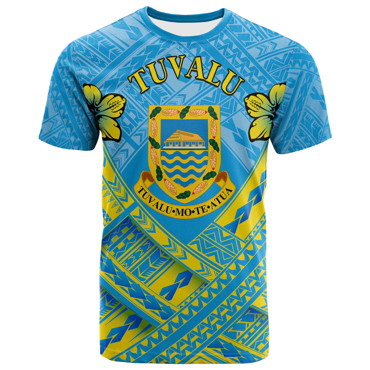 Tuvalu Polynesian T Shirt Tuvaluan Flag Camisole Hibiscus Style Unisex Blue - Polynesian Pride
