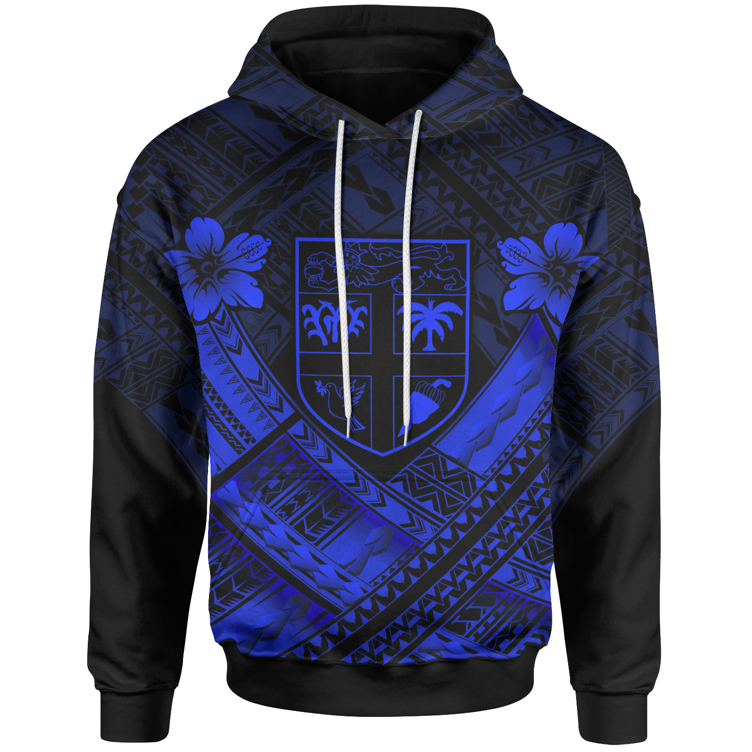 Fiji Polynesian Custom Hoodie Fiji Blue Seal Camisole Hibiscus Style Unisex Blue - Polynesian Pride