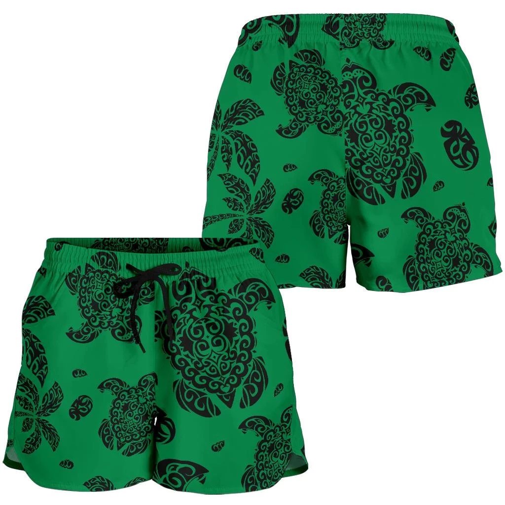 Polynesian Turtle Palm And Sea Pebbles Green Women's Short Women Green - Polynesian Pride