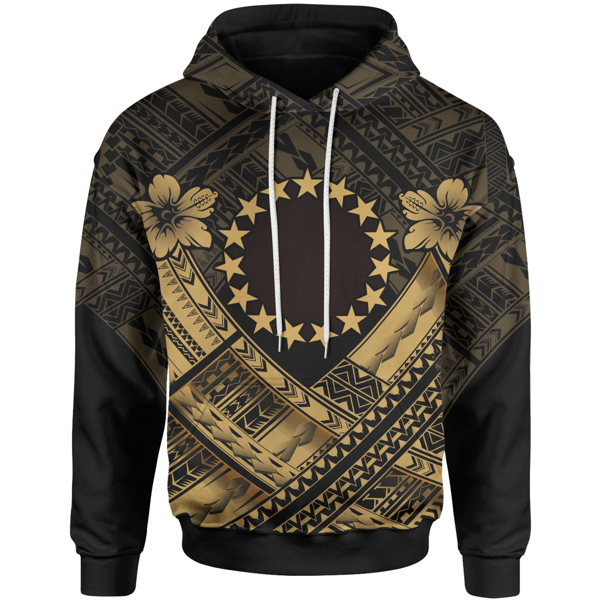 Cook Islands Polynesian Hoodie Gold Seal Camisole Hibiscus Style Unisex Gold - Polynesian Pride