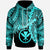 Polynesian Hawaii Hoodie Tribal Wave Tattoo Neon Blue Unisex Blue - Polynesian Pride