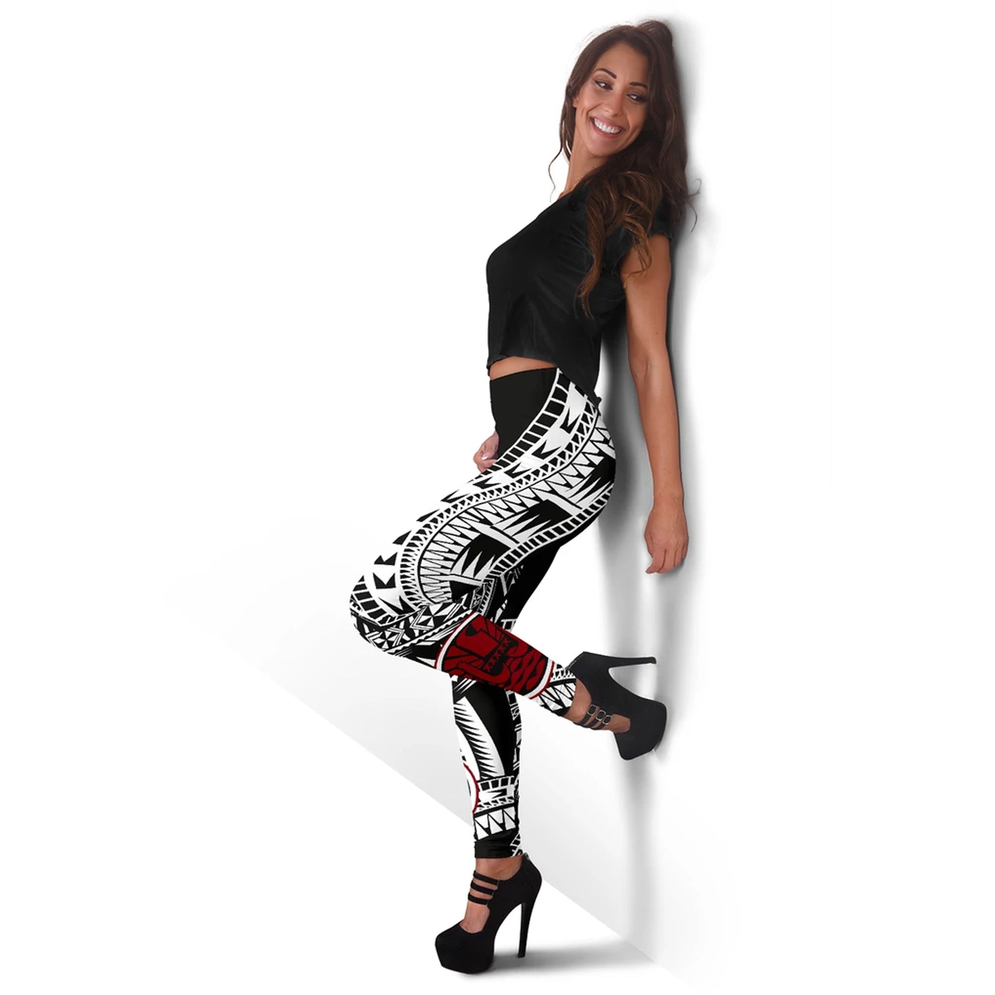 Tahiti Women's Leggings - Polynesian Pattern Black - Polynesian Pride