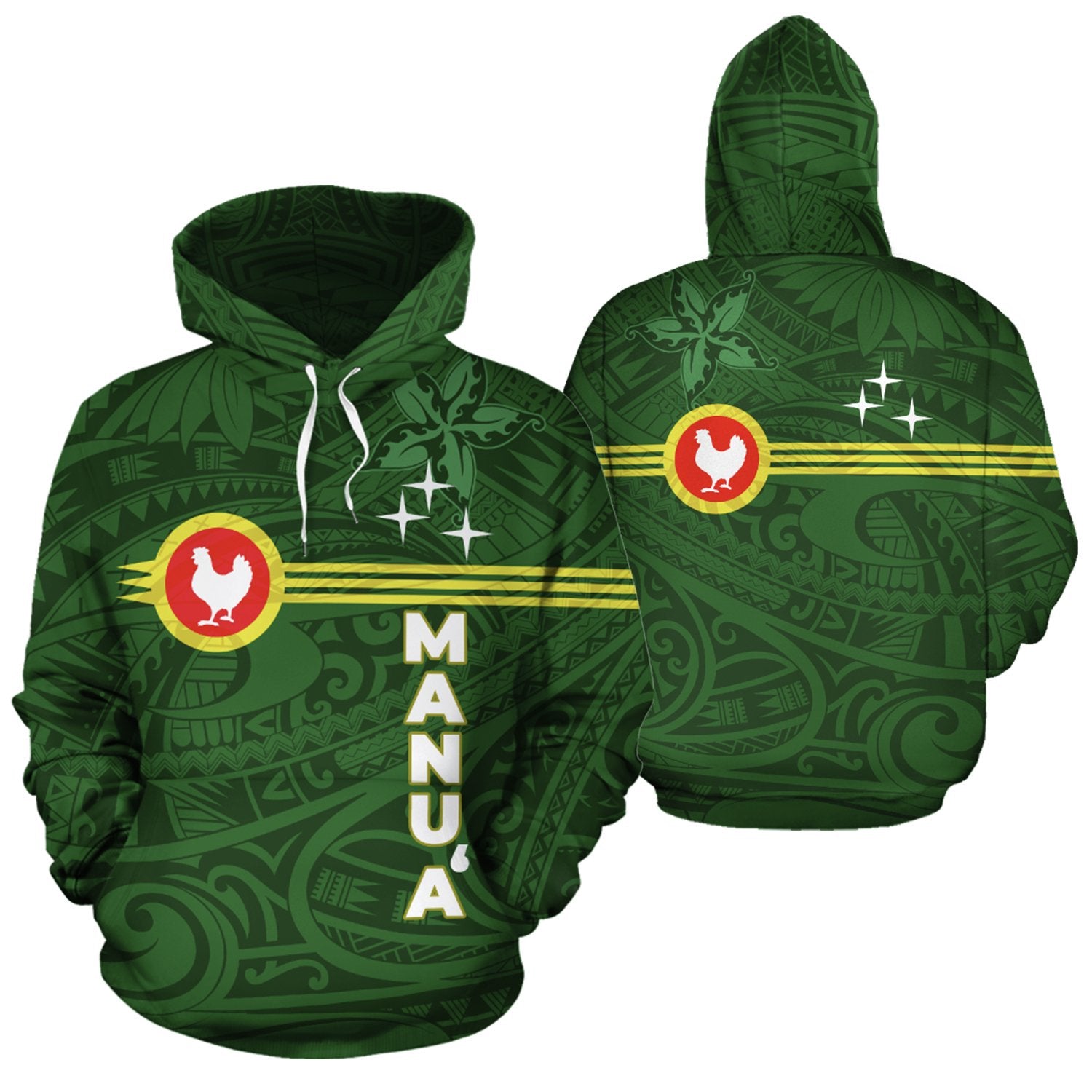 American Samoa Polynesian Hoodie Manu a Islands Group Unisex Green - Polynesian Pride