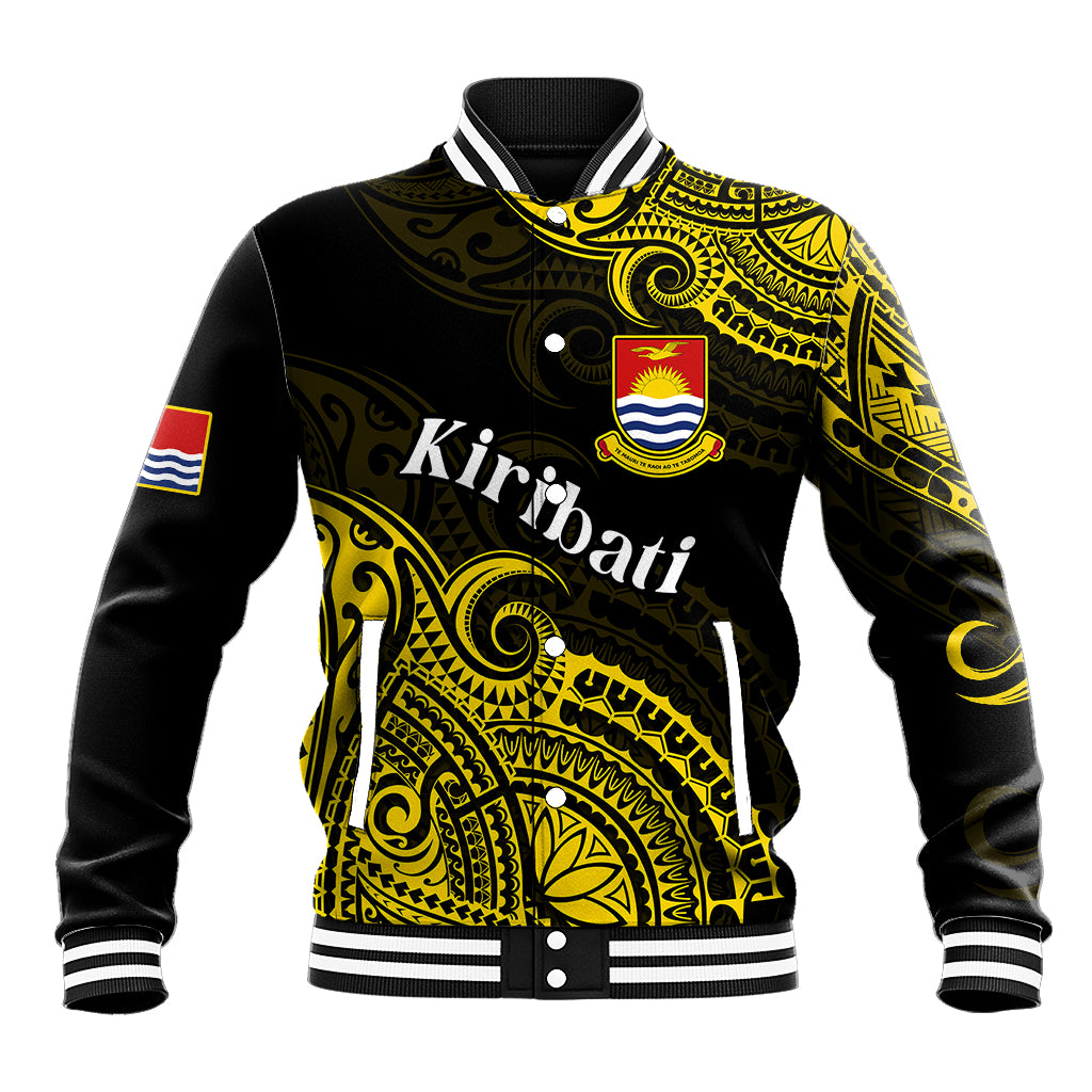 (Custom Personalised) Ribaberiki Kiribati Coat Of Arms Mix Yellow Polynesian Baseball Jacket LT14 Unisex Yellow - Polynesian Pride