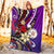 Niue Premium Blanket - Tribal Flower With Special Turtles Purple Color - Polynesian Pride