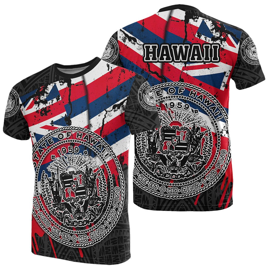 Hawaii State T Shirt My Blood Unisex Black - Polynesian Pride