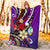 Guam Premium Blanket - Tribal Flower With Special Turtles Purple Color - Polynesian Pride