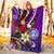 Northern Mariana Islands Premium Blanket - Tribal Flower With Special Turtles Purple Color - Polynesian Pride