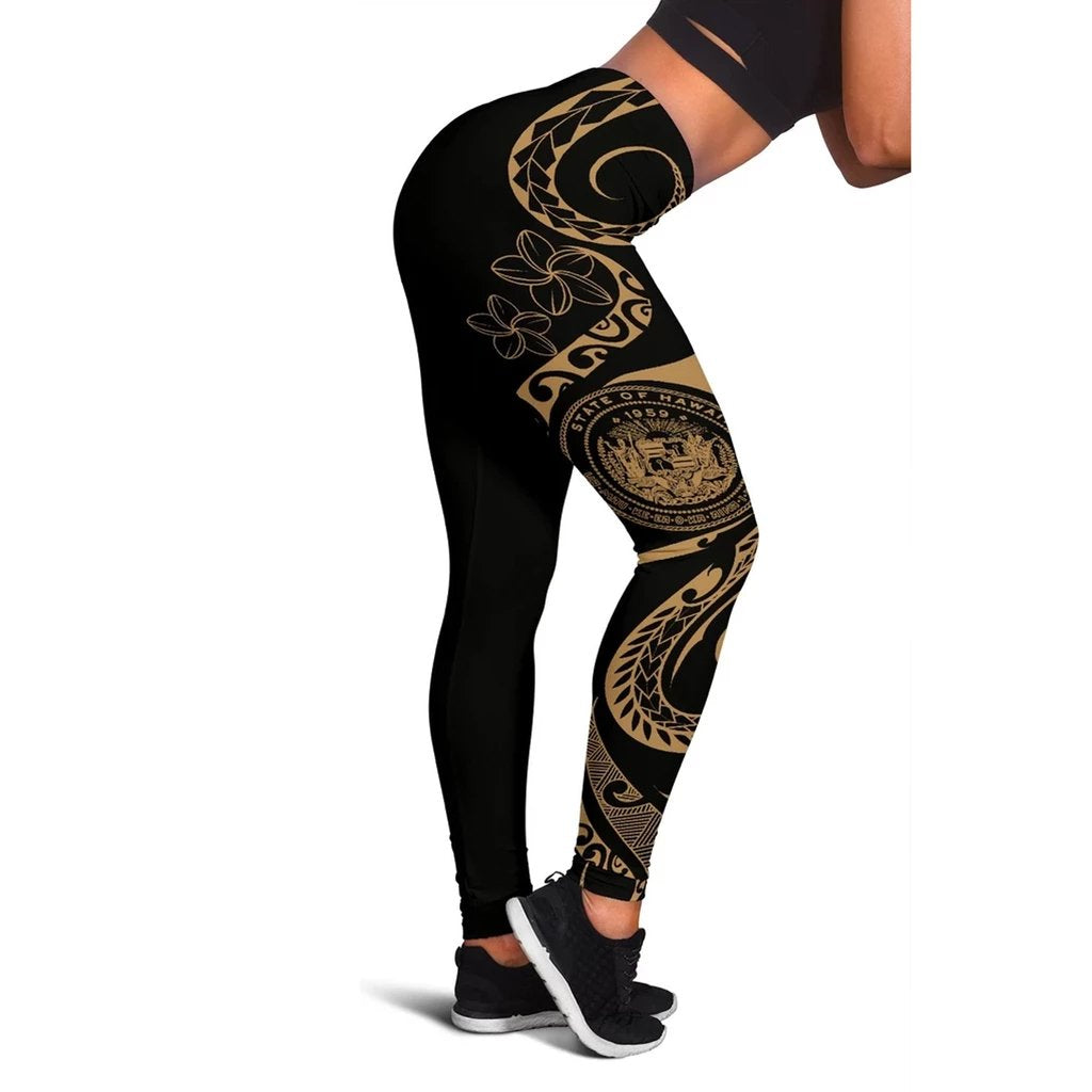 Hawaii Polynesian Leggings - Felicity Style - Gold White - Polynesian Pride