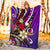 Vanuatu Premium Blanket - Tribal Flower With Special Turtles Purple Color - Polynesian Pride