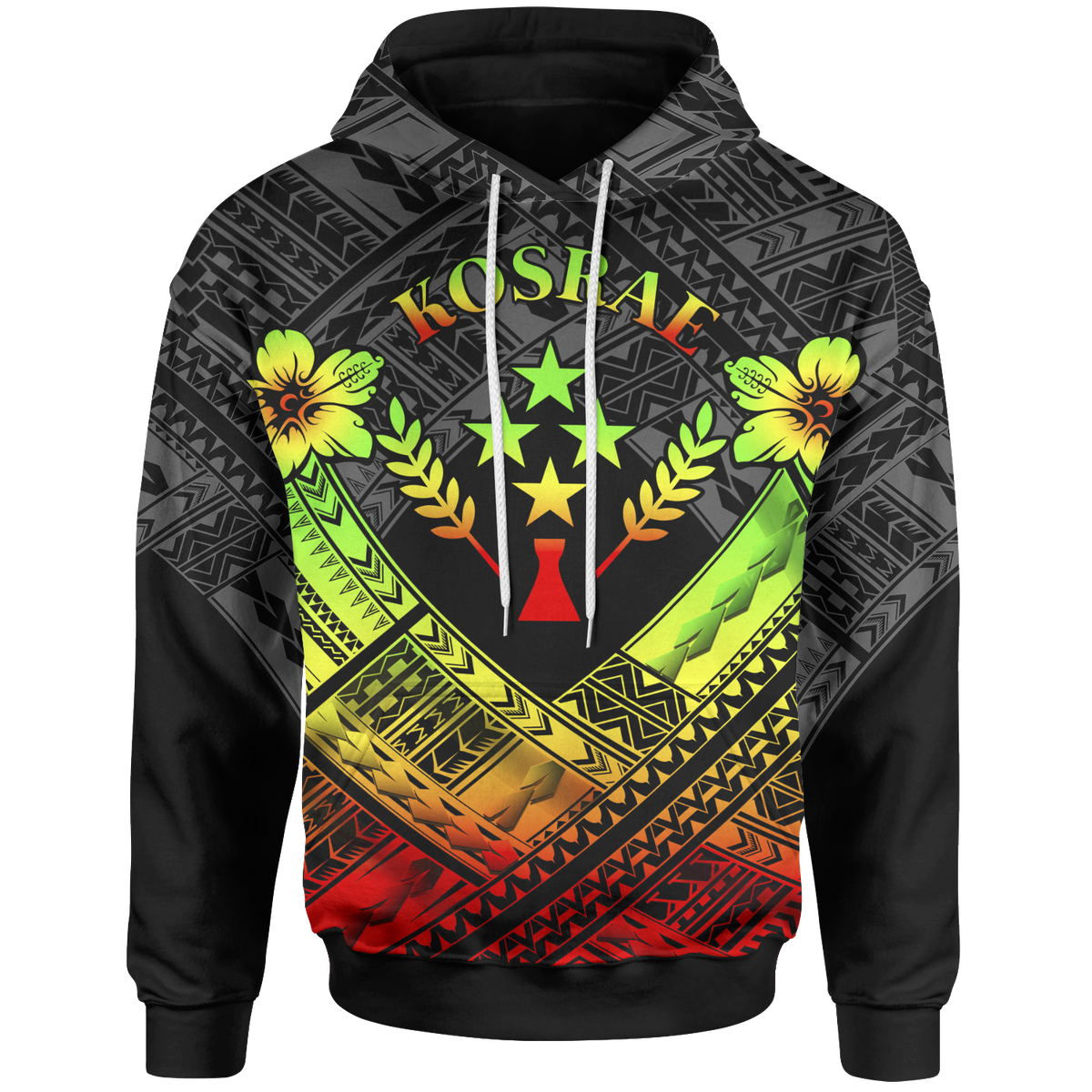 Kosrae Polynesian Custom Hoodie Kosrae Reggae Camisole Hibiscus Style Unisex Reggae - Polynesian Pride