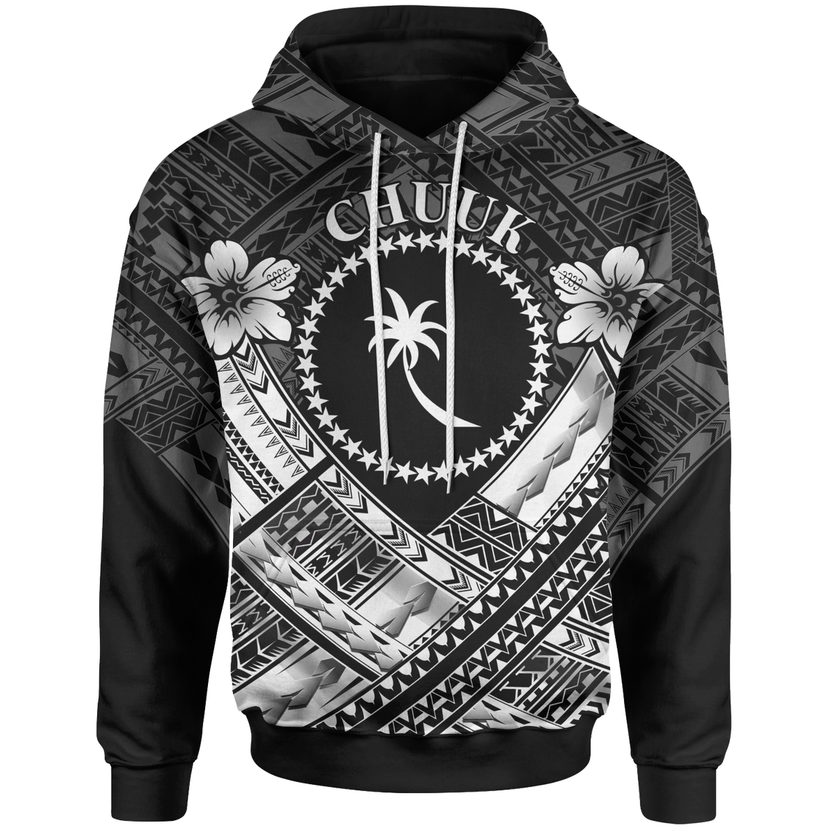 Chuuk Polynesian Hoodie Chuuk White Seal Camisole Hibiscus Style Unisex White - Polynesian Pride