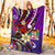 Fiji Premium Blanket - Tribal Flower With Special Turtles Purple Color - Polynesian Pride