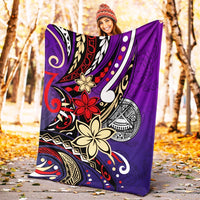 American Samoa Premium Blanket - Tribal Flower With Special Turtles Purple Color - Polynesian Pride